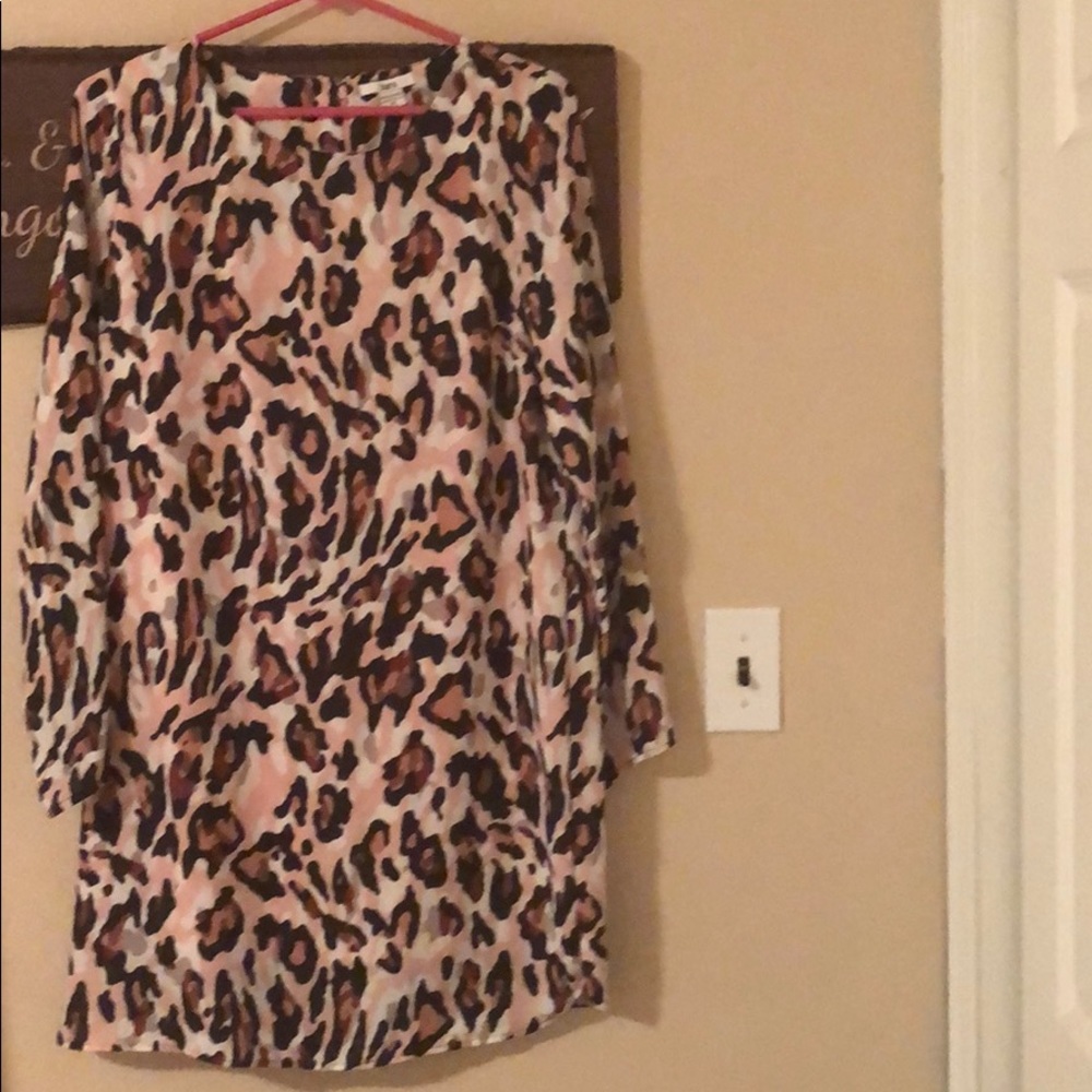 Bar III Pink and Navy Leopard Dress